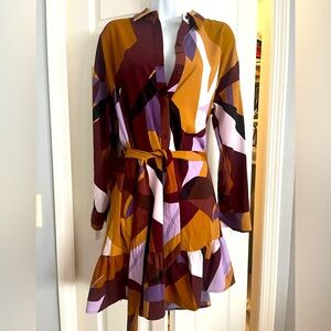 Multicolor Abstract Print Shirt Dress